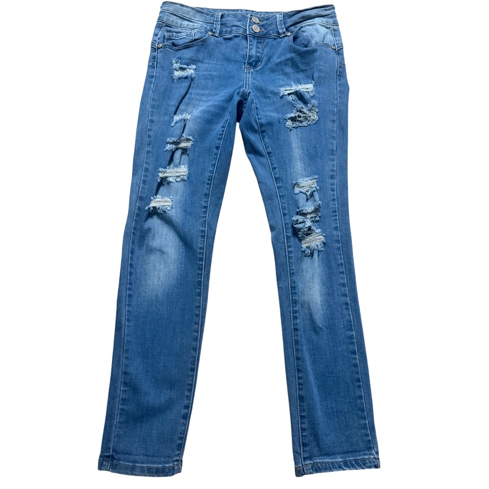 Gogo Jeans Mid Rise Ankle Distressed Denim Women Jeans Size 7‎